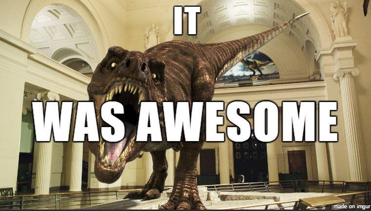 Dinosaur captioned with 